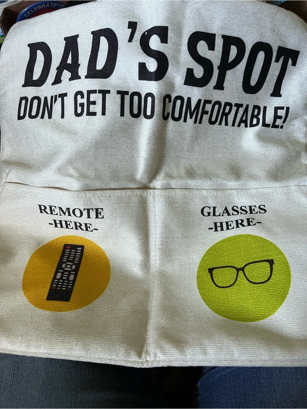 New Dad's Spot Pocket Pillow Cover 16x15 Remote Glasses Holder